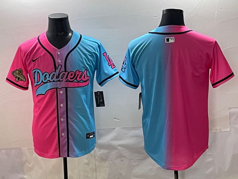 Men 2025 Los Angeles Dodgers Blank Blue pink Game Nike MLB Jersey style 002